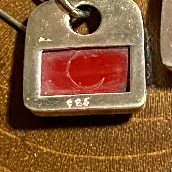 Artful red sterling silver earrings - Picture 3 of 3